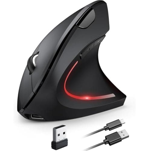 COOLCOLD Vertical Wireless Mouse, Ergonomic Rechargeable Optical Mouse with 2.4G USB & Bluetooth Dual Mode, Low Noise Click, 800–2400 DPI, 6 Buttons