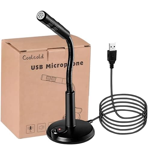 COOLCOLD USB Microphone, Plug & Play Noise-Cancelling Mic for PC/Laptop/Mac